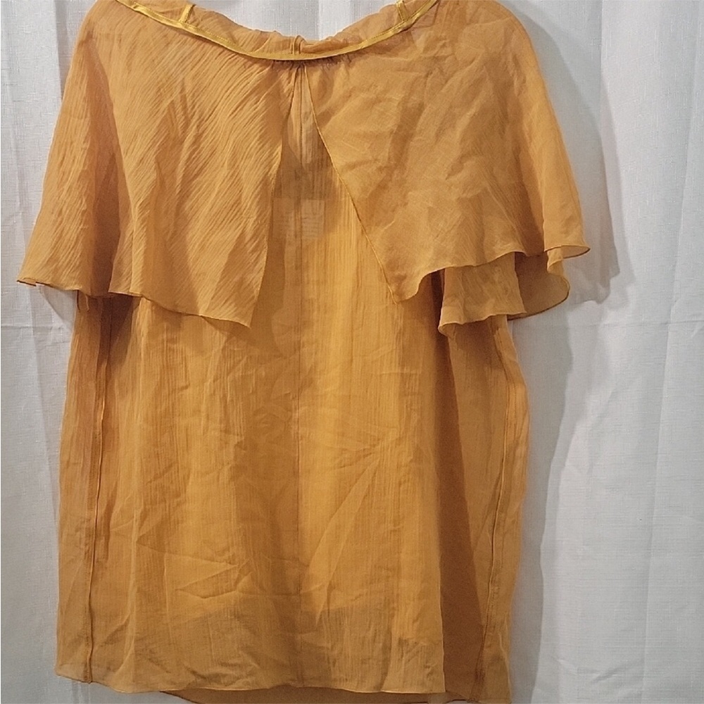MARC JACOBS Women’s Yellow Ruffled Silk Blouse Size 4 - Picture 3 of 8